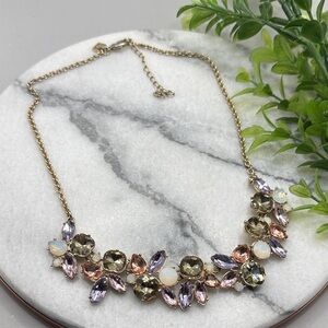 Banana Rep Gold-Tone Multi Gemstone Statement Necklace in Pink, Lavender & Opal